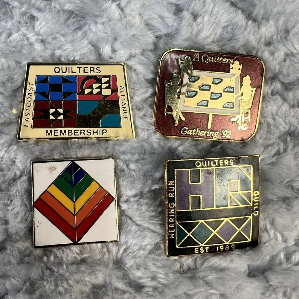 Vintage Quilting Guild Enamel Pins Lot Quilters Alliance Quilt Block Craft